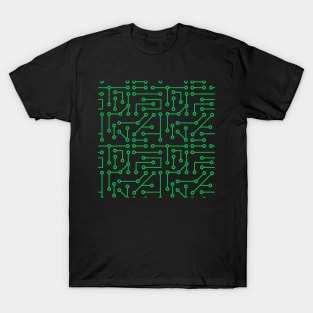 Green PCB printed circuit board trace line art T-Shirt